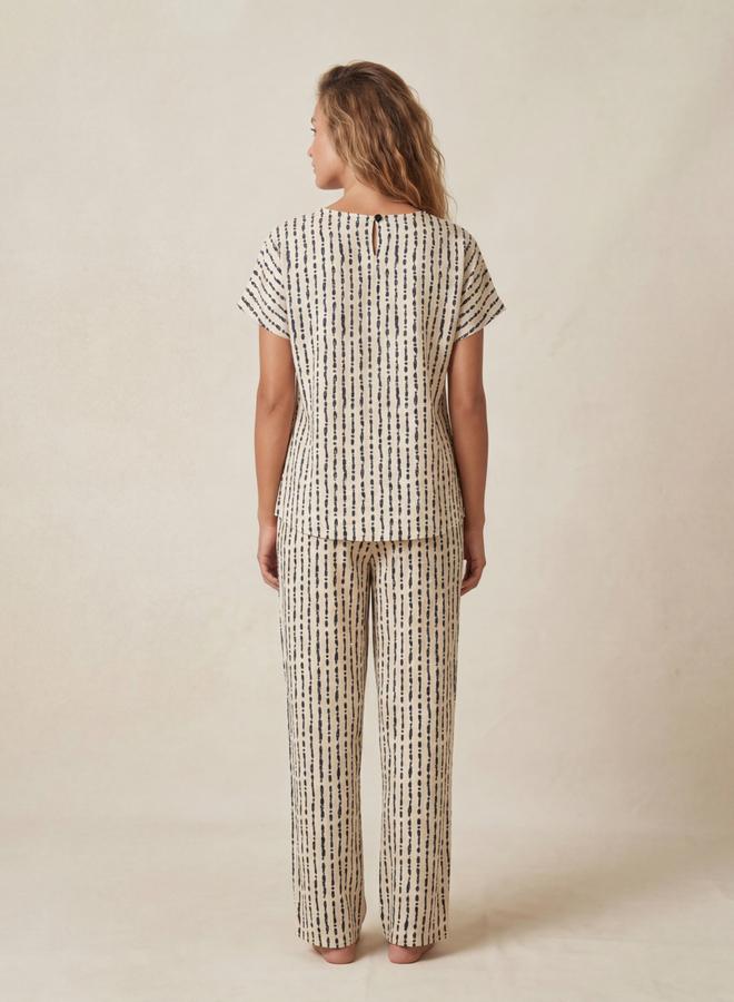 ميش طقم من بيجاما وبلوزة قطن بطبعة مخططة - Image 4